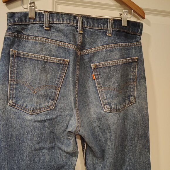 Vintage Orange Tag 70s or 80s , Levi Straus Jeans, 34 Waist 42 Length WORN - Picture 4 of 14